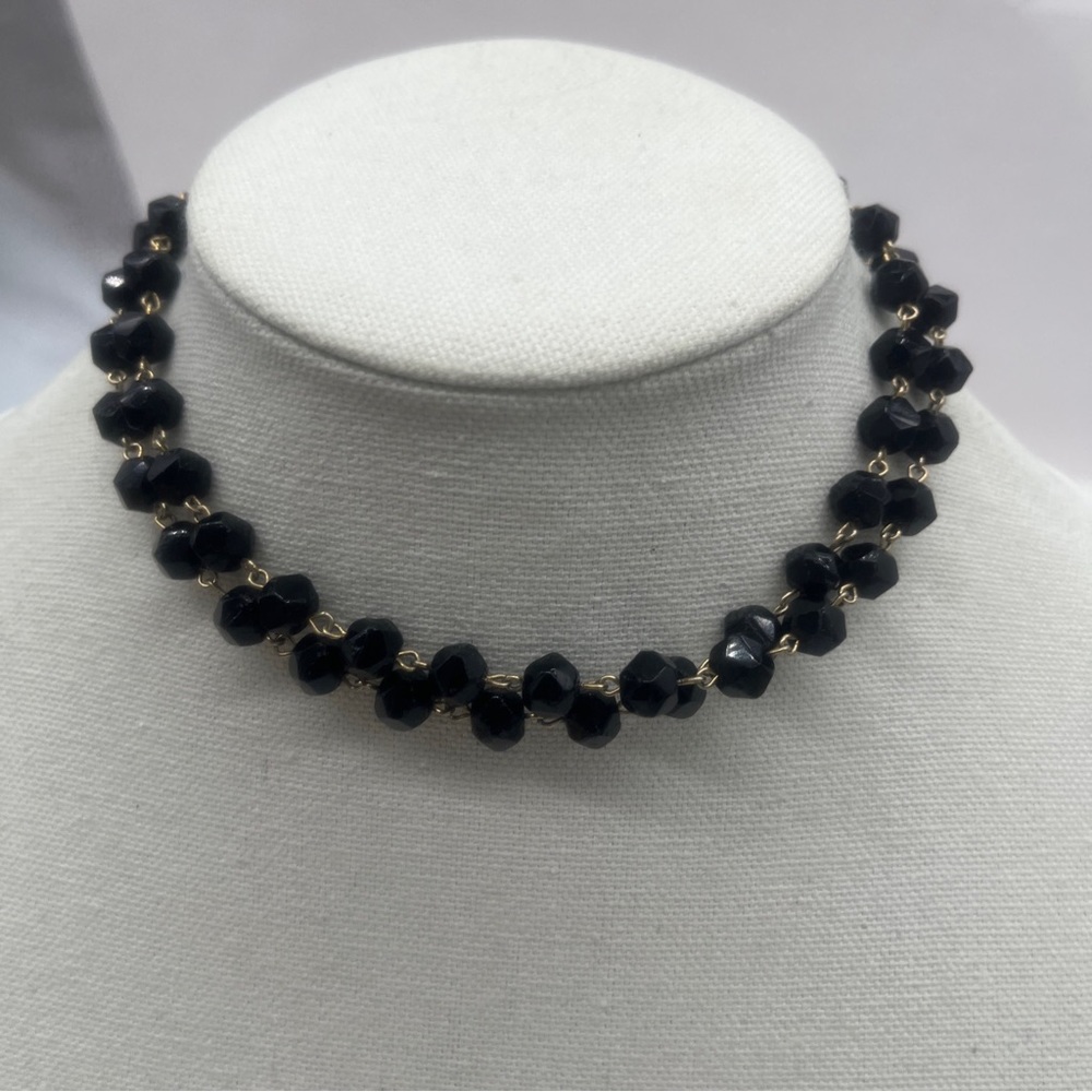 Vintage Reinad black beads 15” necklace